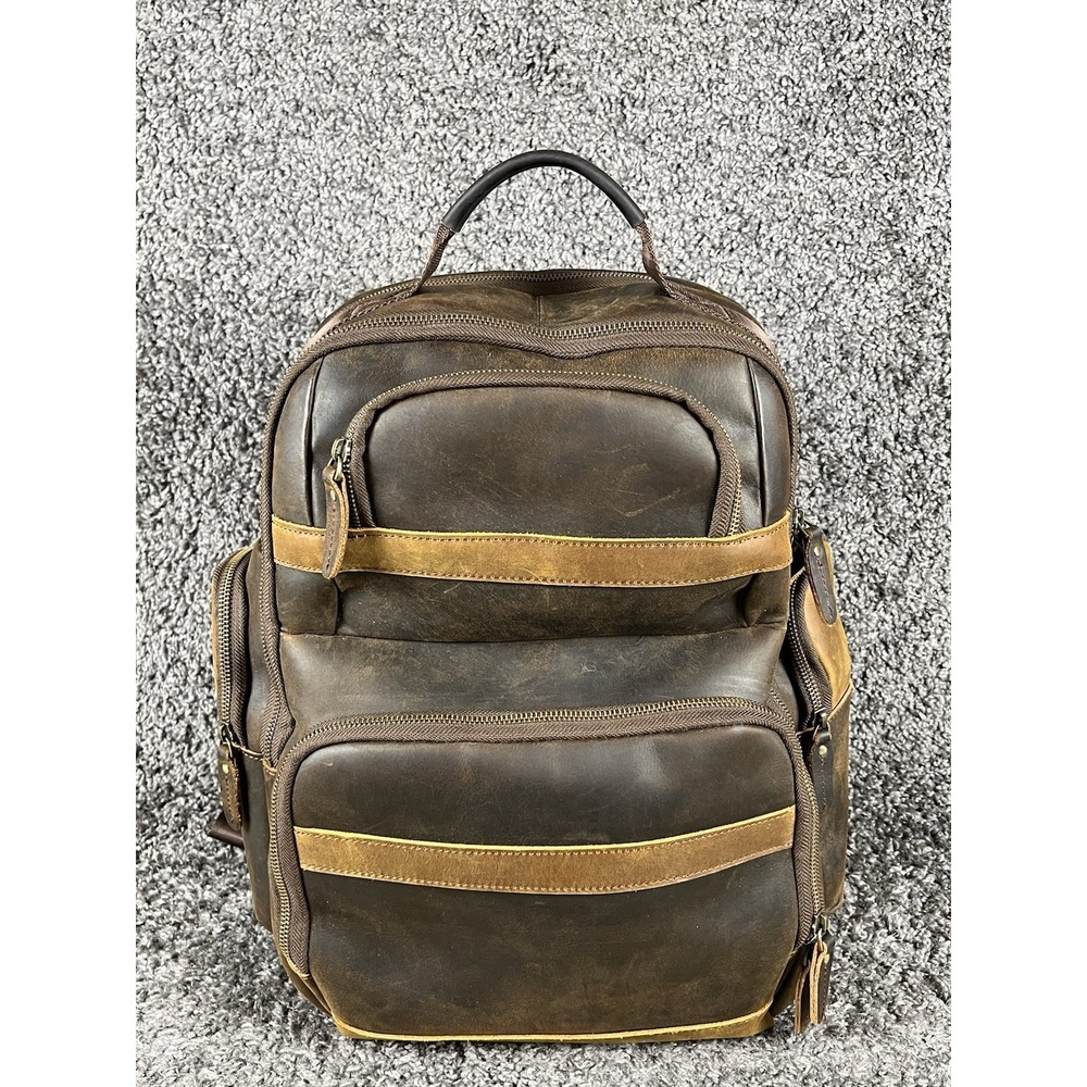 TIDING Men's Vintage Leather Backpack 15.6" Laptop Bag Large Capacity Business
